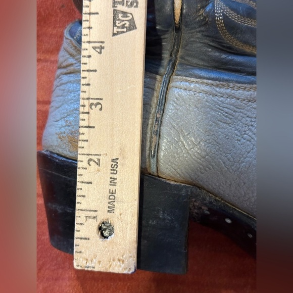 Vintage Tony Lama 8056 Western Cowboy Boots 7B Two Tone Leather USA Snip Toe - Picture 10 of 12